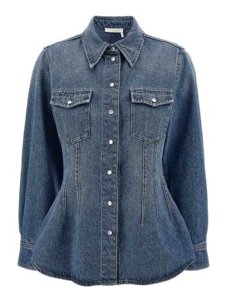 Chlo&eacute; Denim Shirt Snap Pockets