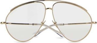 Gucci Womens Sungl Metal Aviator Eyeglasses Gold