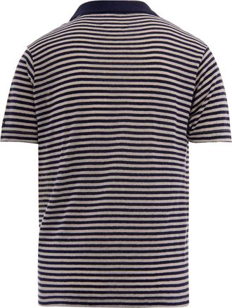 MC2 Saint Barth Mens Polo Shirt Rye Stripes Cotton-Linen Blue T-shirts And Polos