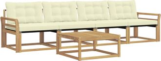 vidaXL Conjunto De Sof&aacute;s De Exterior 5 Uds. Blanco Y Crema Vidaxl