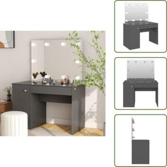 vidaXL The Living Store Toeletta con Luci LED 110x55x145 cm in MDF Grigia - Specchio