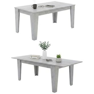 Dmora Tavolo Allungabile Sassetta, Allungabile, Meccanismo Estensione Allunga Centrale, Lunghezza Massima 220 cm, 220x88x78h cm Grigio Cemento