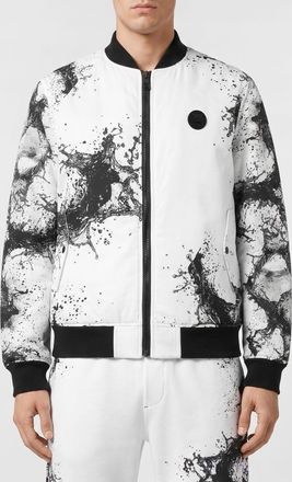 Plein Sport Bomber Splash in tessuto tecnico con stampa astratta e logo a contrasto