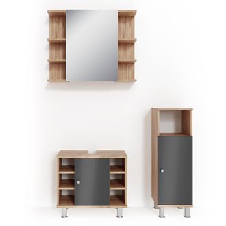 Vicco Conjunto De Muebles De Ba&ntilde;o Fynn, Roble, 3 Piezas