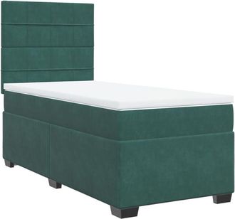 vidaXL Cama Box Spring Con Colch&oacute;n Terciopelo Verde Oscuro 90x200 Cm Vidaxl