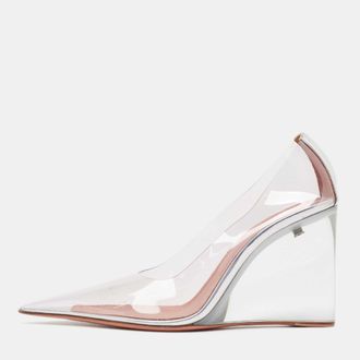 Amina Muaddi Transparent Pvc Ane Wedge Pumps