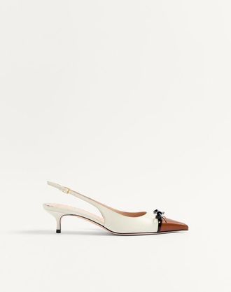 Valentino Garavani D&eacute;collet&eacute; Slingback Bepointy In Capretto 45Mm Donna TABACCO/AVORIO/NERO 38.5