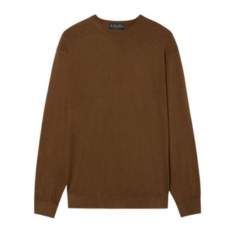 Brooks Brothers Trui met ronde hals - Heren - Truien - Bruin - Maat: S Zijde