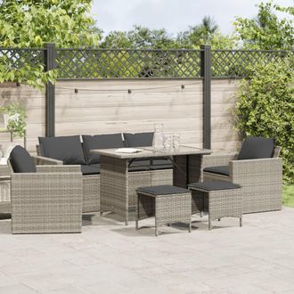 vidaXL Set De Sof&aacute;s De Jard&iacute;n 6 Pzas Y Cojines Rat&aacute;n Sint&eacute;tico Gris Vidaxl