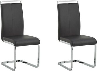 Beliani Beliani - Set of 2 Faux Leather Black Cantilever Dining Chairs Greedin
