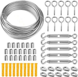 OEM Kit De Cuerda Colgante De Acero Inoxidable, Cable De 50 M, Kit De Entrenamiento Para Plantas Trepadoras, Cable Para Barandillas De Escaleras - 5, Aafg