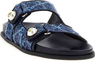 Jimmy Choo London Womens Blue Tencel Slides Shoe