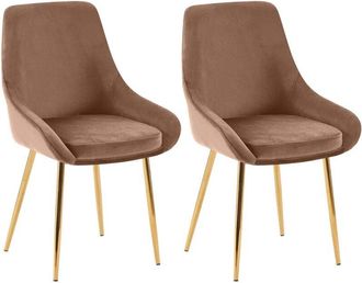 Clp Set di 2 sedie da pranzo Elmira marrone Metallo oro