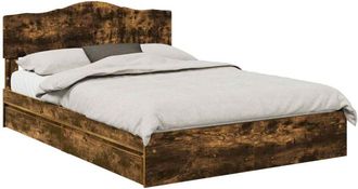 vidaXL Cama Con Almacenamiento Con Cabecera Roble Ahumado 140 X 190 Cm Vidaxl