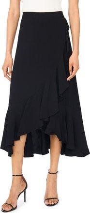 Vince Camuto Ruffle High-Low Midi Skirt in Rich Black at Nordstrom, Size Xx-Large