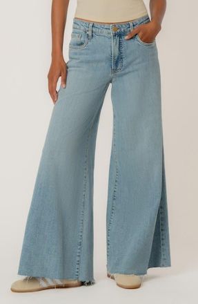 Kut from the Kloth Blake Fab Ab Raw Hem High Waist Super Wide Leg Jeans in Transcendent at Nordstrom, Size 16