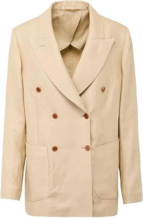 Giuliva Heritage Collection Klassieke Double Breasted Blazer - Dames - Blazers - Beige - XS - Jassen