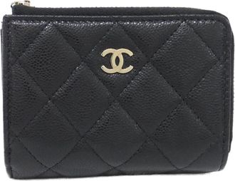 Chanel Black Grained Calfskin Wallet (Tri-Fold) (Pre-Owned)