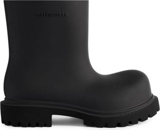 Balenciaga Zwarte Logo-Ingelegde Enkellaarzen - Heren - Regenlaarzen - Zwart - 39 EU - Schoenen