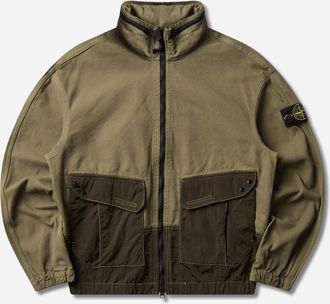 Stone Island Men s Organic Panama Cotton + Nylon Overshirt Military Green