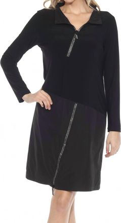 Joseph Ribkoff Womens Embellished Zipper High Neck Dress In Black