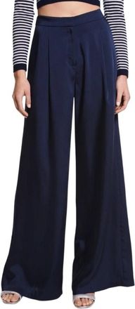Michael Kors Wijde Pijpenbroek van Satijn - Dames - Wijde Broeken - Blauw - 3XS - Satijn - Broeken