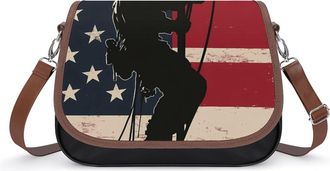 Generic U.S. Flag Lineman Small Womens Crossbody Bags Shoulder Handbag with Adjustable Strap for Travel