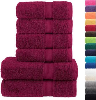 vidaXL Juego De Toallas Premium Solund 6 Unidades Burdeos 600 Gsm Vidaxl