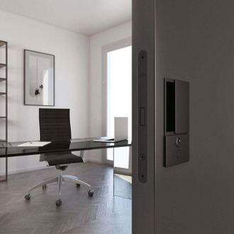 AGB Wave Puerta Batiente Ba&ntilde;o Negro Opaco - Wave - Juego De Manillas Para Puertas Batientes De Interior