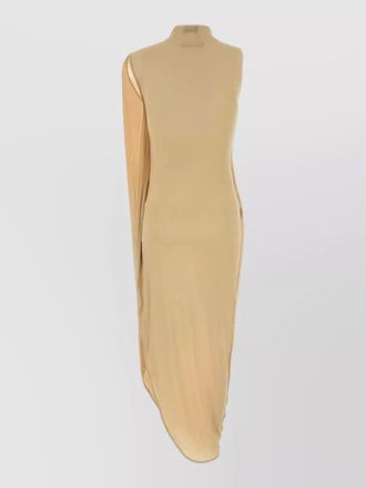 Jean Paul Gaultier stretch viscose dress draped high neckline midi