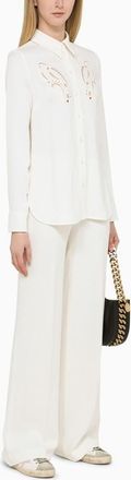 Stella McCartney Stella McCartney Womens Wide Cream Trousers - White viscose - Size EU 38 (Womens)