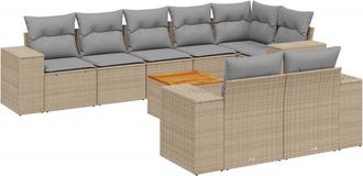 vidaXL Set De Sof&aacute;s De Jard&iacute;n 9 Pzas Con Cojines Rat&aacute;n Sint&eacute;tico Beige Vidaxl