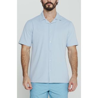 7 Diamonds Sutherland Stretch Seersucker Camp Shirt in Powder Blue at Nordstrom, Size Xx-Large