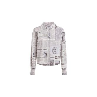Moschino Shirts, female, White, Size: L Printed Cotton Poplin Shirt