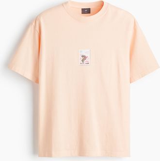 H&M Bedrucktes T-Shirt in Loose Fit - Orange