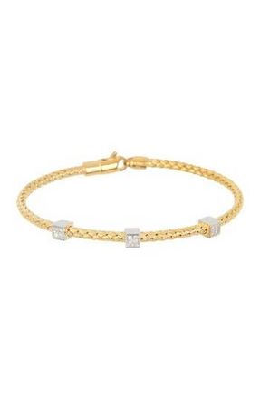 Meshmerise 18K Gold Vermeil Diamond Station Bracelet - 0.15 ctw in Yellow at Nordstrom Rack
