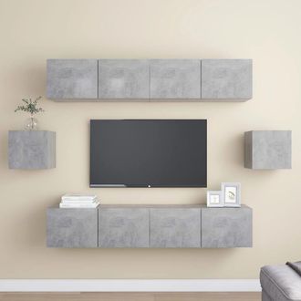 Berkfield Home 6 Piece TV Cabinet Set Concrete Grey Engineered Wood
