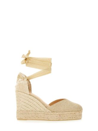 Castaner Gold Linen Espadrille Wedges