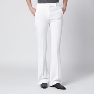Max Mara Pantalone slim in canvas cr&ecirc;pe bianco ottico