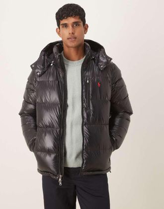 Polo Ralph Lauren Gorham Icon - Piumino lucido isolante nero con logo