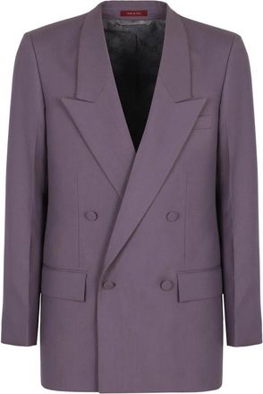 Gucci Double-Breasted Shawl Collar Wool Blazer - Heren - Blazers - Paars - L - Wol - Jassen