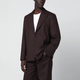 S&eacute;fr Seydou mud-colored jacket in wool blend twill