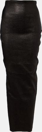 Rick Owens Dirt Pillar leather and cotton midi skirt