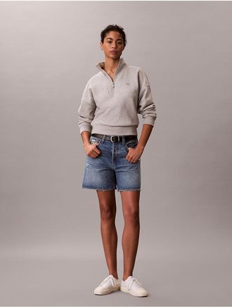 Calvin Klein Jeans Calvin Klein Womens Monogram Fleece Quarter Zip Sweatshirt - Grey - XL
