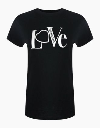 Love Moschino Womens Love Moschino Love Logo Black T-Shirt - Size: 18/16