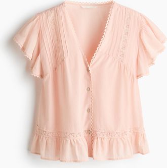 H&M Bluse mit Spitze - Helles Pfirsichrosa