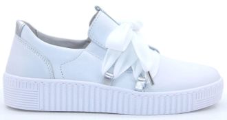 Gabor Womens Slip On Trainer Shoes In White/silver