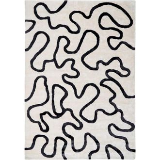 Beliani Beliani - Modern Area Rug Viscose and Wool Handmade Abstract Pattern 160 x 230 cm White and Black Kappar
