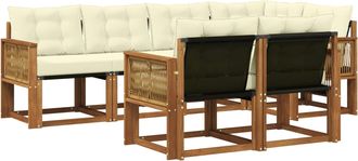 vidaXL Conjunto De Sof&aacute;s De Exterior 7 Uds. Natural Y Crema Vidaxl