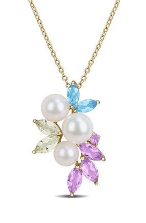 Delmar Cultured Freshwater Pearl Cluster Pendant Necklace in Multi at Nordstrom Rack